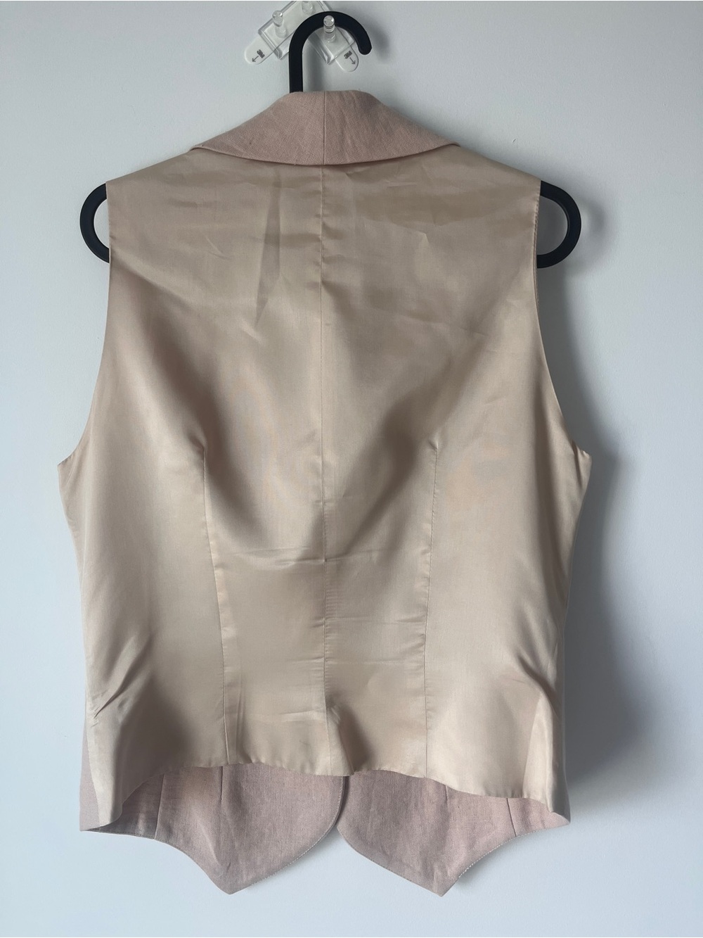 Linen Vest | Satin Back | Sz 12 | Neutral | Tailored - Picture 4 of 8